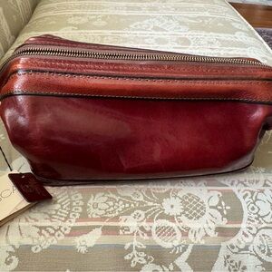 Bosca Rich Red Leather Toiletry Bag